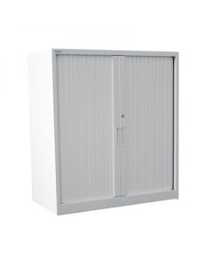 Steelco Tambour Door Cabinet - 900W x 1015H x 463D inc 2 Shelves
